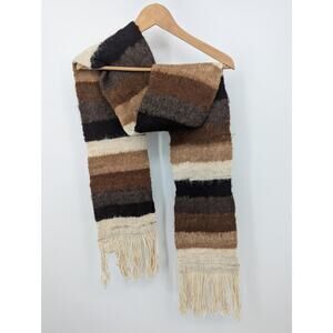 Vintage 100% Alpaca Wool Scarf Hand Made in Peru 80"x7" Super Soft